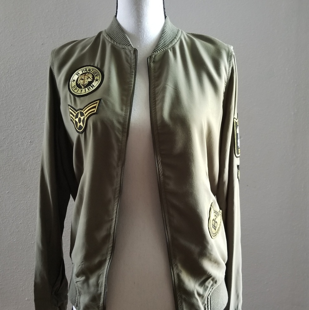 Max Studio Women’s Green Military Inspired Bomber Jacket Size S